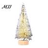 Small Pine Tree for Decor Mini Christmas Bottle Brush Tree, Artificial Miniature Tiny Sisal with Festive Party Ornament Wooden Base, Winter Snow Frost