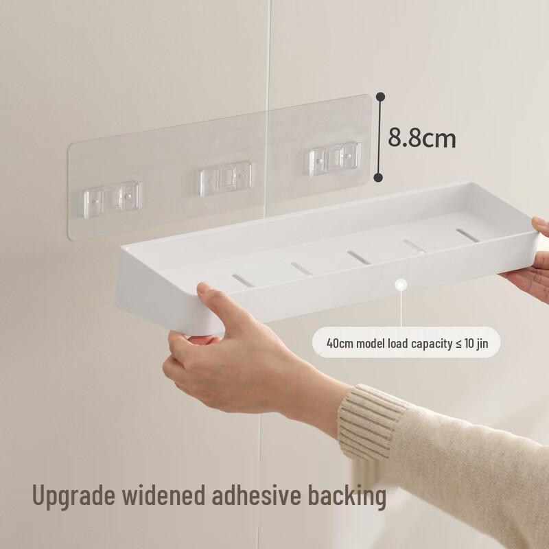 No-Drill Wall-Mounted Bathroom Storage Shelf with Hooks