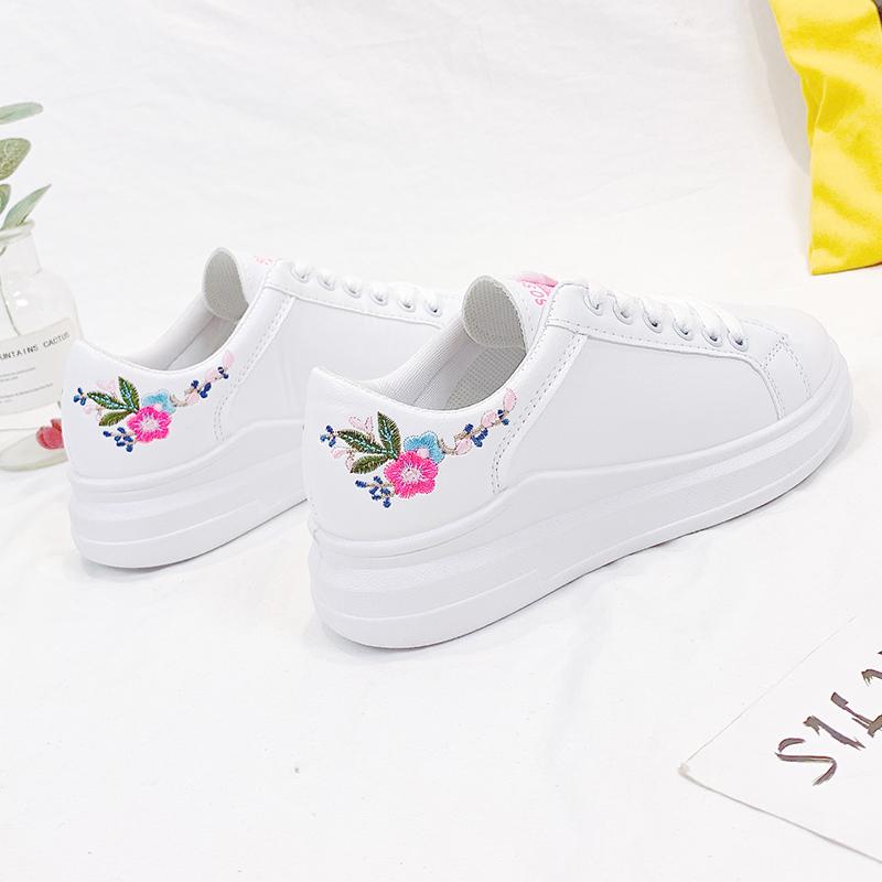 

Женские туфли весна Белые удобные кроссовки Дышащие балетки Шнуровка Цветочные женские Повседневные туфли 40 розовый
