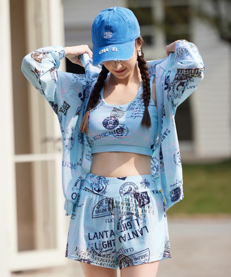 Korean Style Women's Three-Piece Swimsuit Set with Slimming Cover-Up: Sun Protection & Conservative Holiday Swimwear