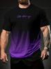 Summer Casual Digital Printed T-shirt - Gradient Purple Black Color Scheme