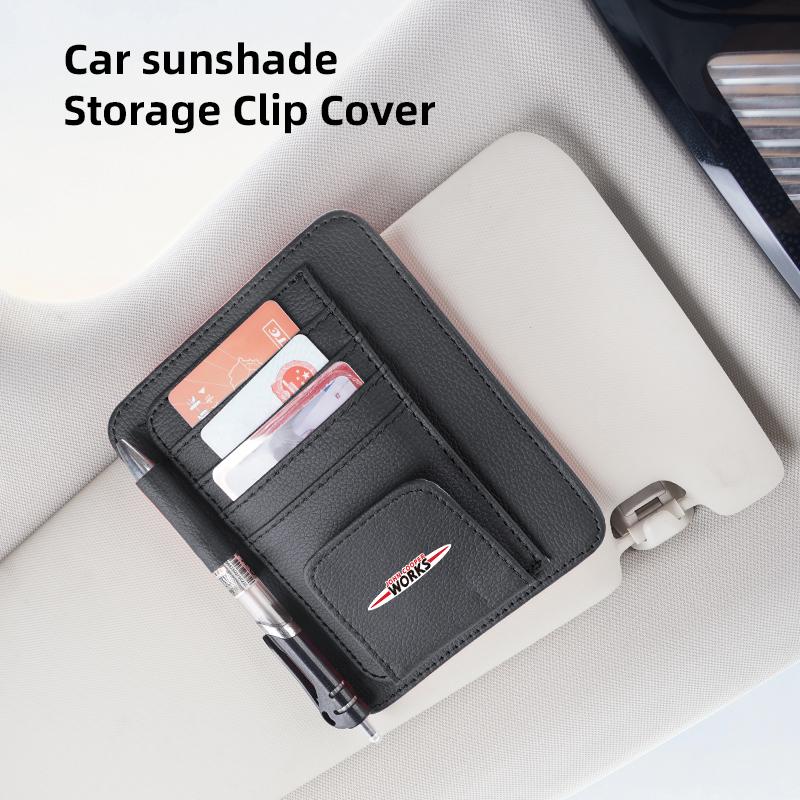 Car PU Leather Sun Visor Sunglasses Ticket Card Storage Bag Accessories For BMW Mini Works Cooper F54 F55 F56 F57 F60 R50 R52