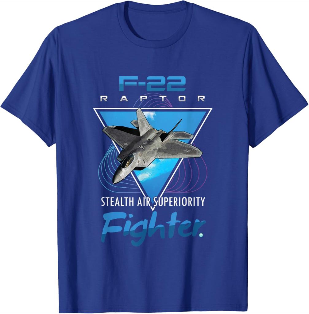 F22 Raptor Stealth Fighter Jet pattern design100 cotton summer Oneck short sleeve casual printed mens Tshirt