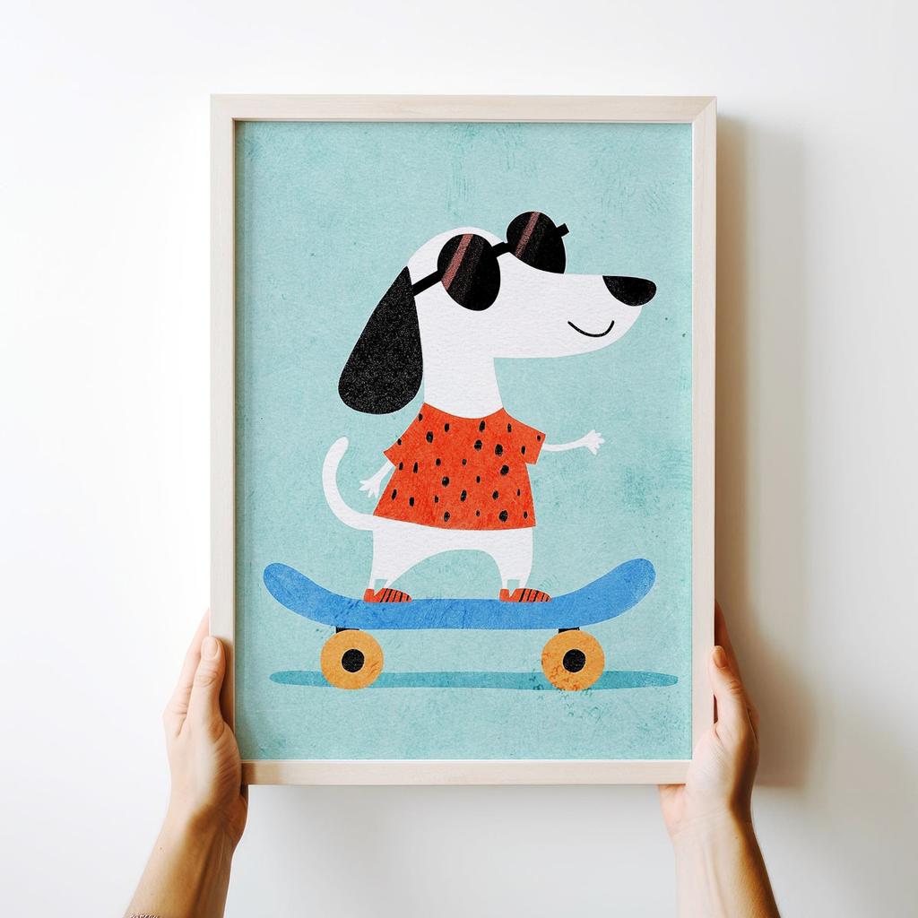 Poster Posters for Children Dog On a Board