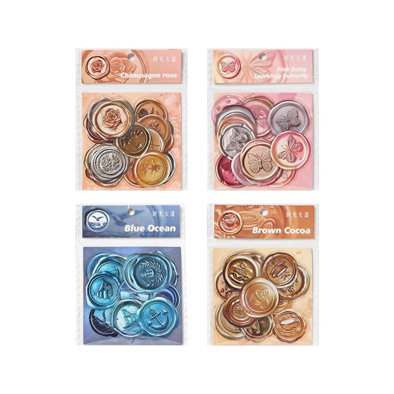 25Pcs Wax Seal Collection Theme Stickers Vintage Sealing Pattern Decor Stickers For DIY Scrapbook Journal Album Craft Supplies