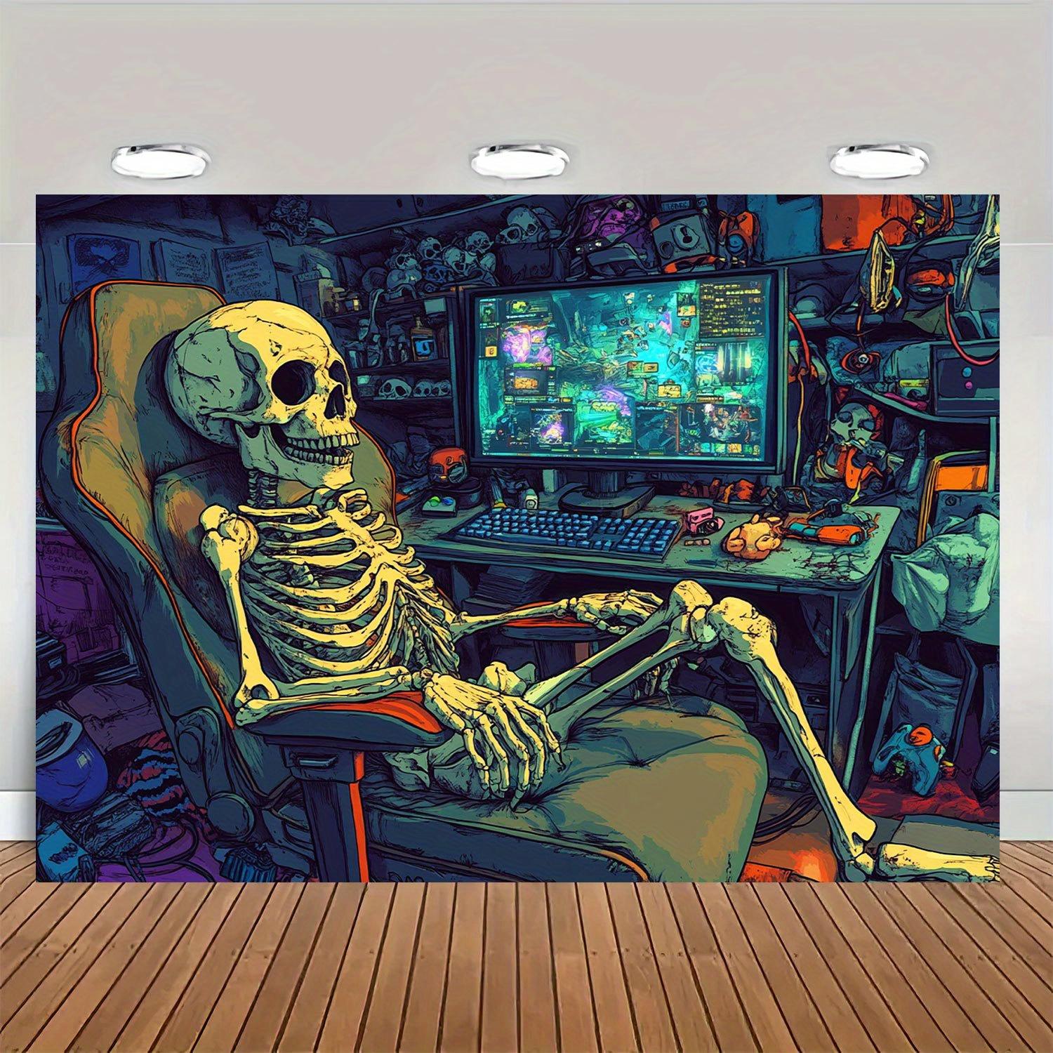 

Gamer Skeleton Tapestry Perfect for Edgy Unique Themed Home Decor with Bold and Creatively Stylish Design 74x94cm(29x37in)