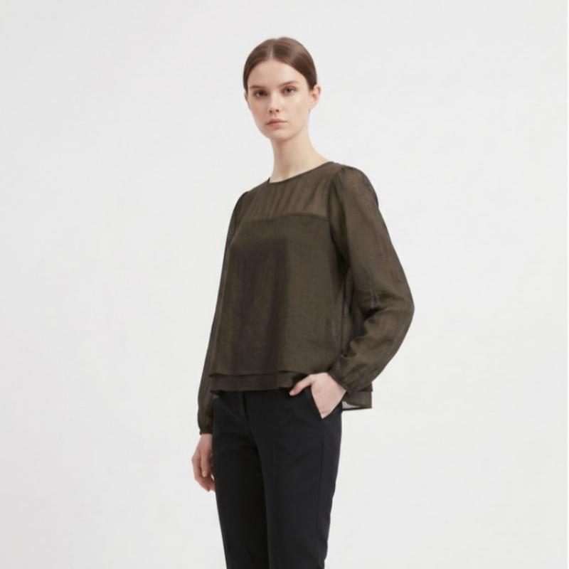Shop   Women S Korean Made Layered blouSe Purple Gray Rei Wbl260101 PurpleGray