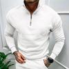 Men's Casual Fleece-lined Half-Zip Stand Collar Sweatshirt