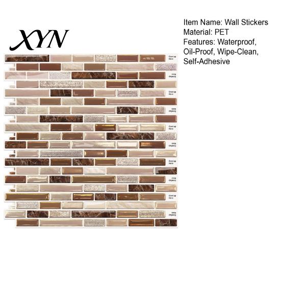 Flexible PET Wall Tiles 3D Gel Faux Mosaic Stickers, Easy Peel & Stick Backsplash Tile Removable Vintage Brick Wallpaper for Kitchen, Living