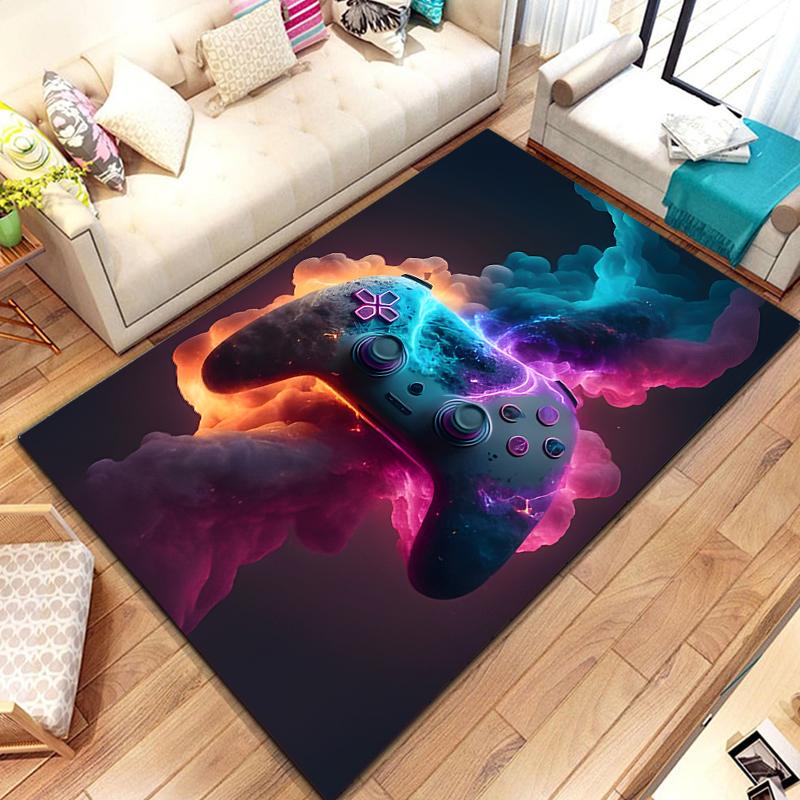 3D 80s Gamer Controller Area Rug Large,Carpet Rug for Living Room Bedroom Kitchen Decoration,Kid Play Game Non-slip Floor Mat