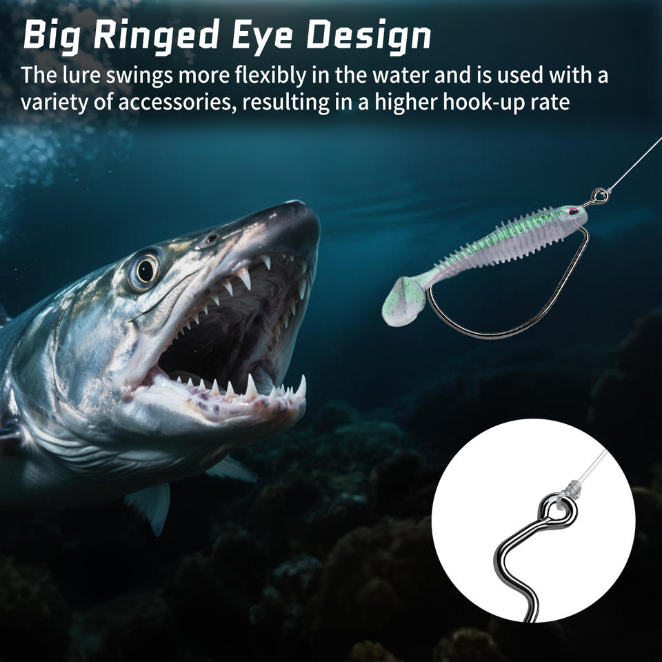50pcs/lot Texan Hooks Soft Worm Fishing Hooks High Carbon Steel Wide Super Lock Fishhooks Lure BKK Softjerk Hooks Fishing Tackle