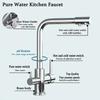 Chrome/brushed kitchen faucet, double handle, hot and cold drinking water, three-pass filtered purified water mixing faucet