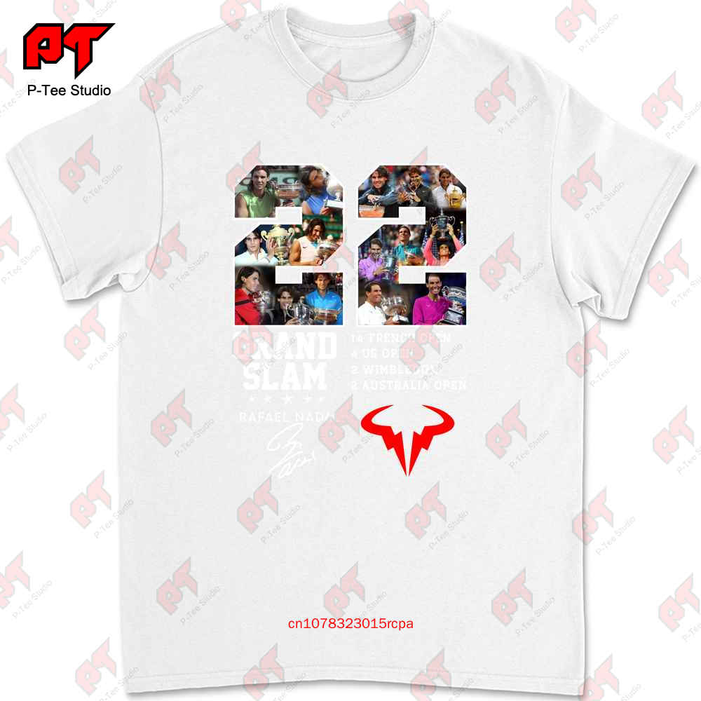 Rafael Nadal 22 Grand Slam Handtekening T-shirt Legende CQ26
