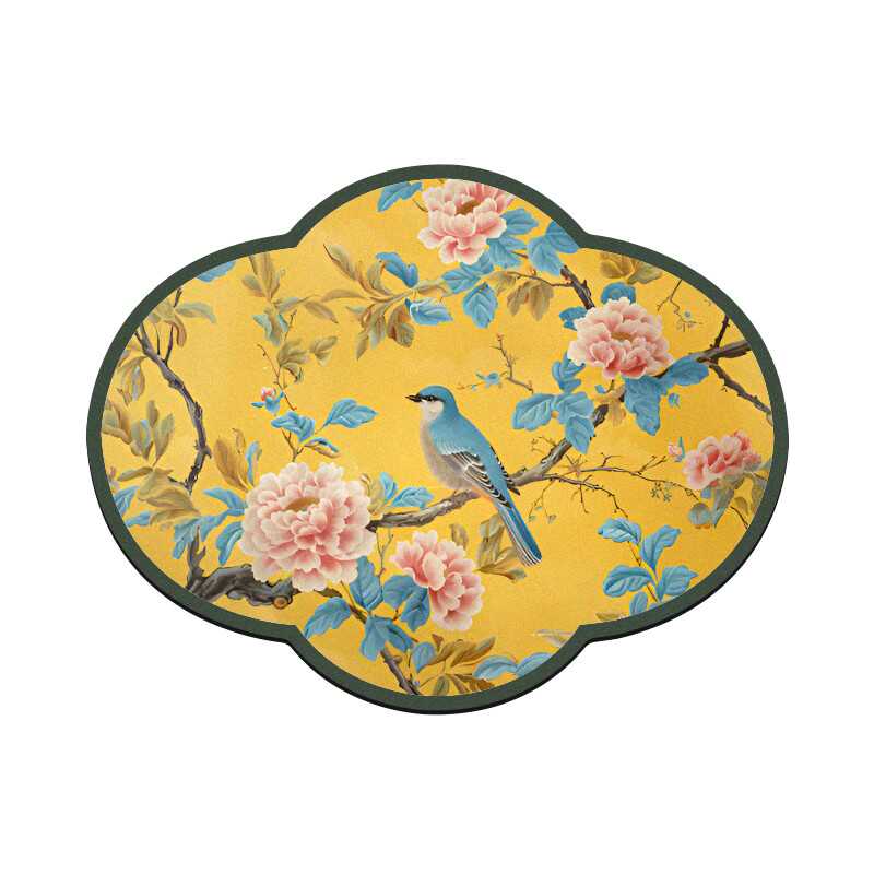 New Chinese Style Flower Bird Kitchen Drying Mat Non-Slip Decor Coaster Heat Resistant Table Pad