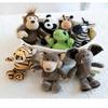 Porte-clés Peluche Animal Mignon Dessin Animé 15CM Tigre Lion Éléphant Hippopotame Tortue Pendentif Sac Rembourré