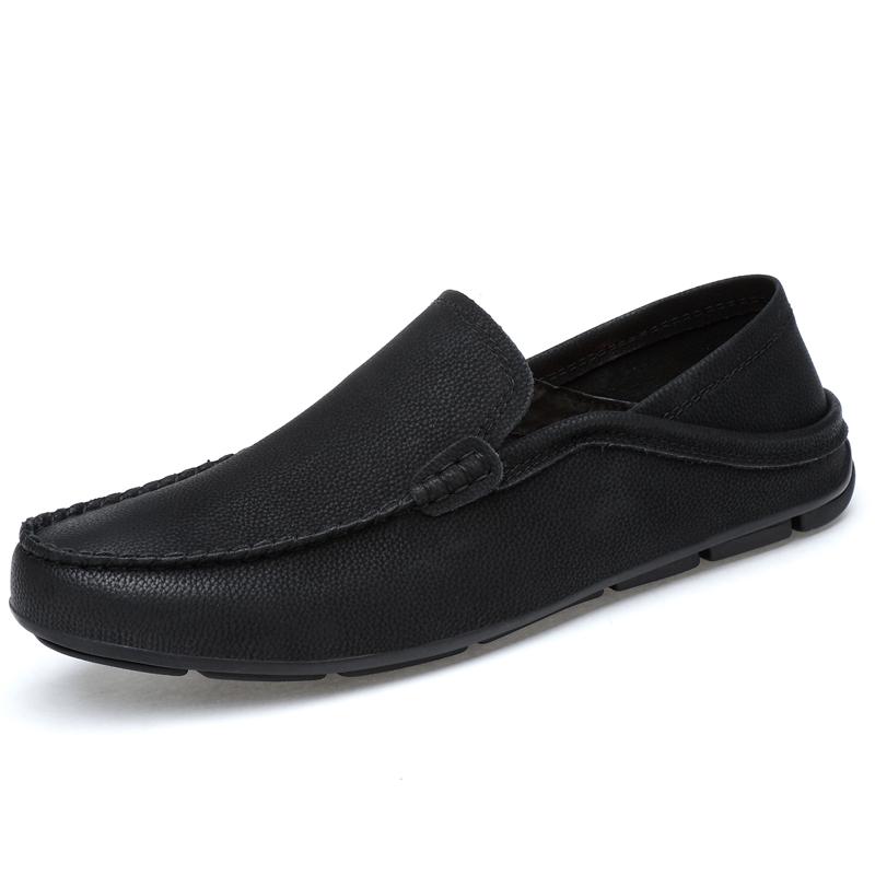 Genuine Leather Mens Casual Shoes Business Slip On Flats Comfy Formal Loafers Simple Men Moccasins Lightweight Man Driving Shoes