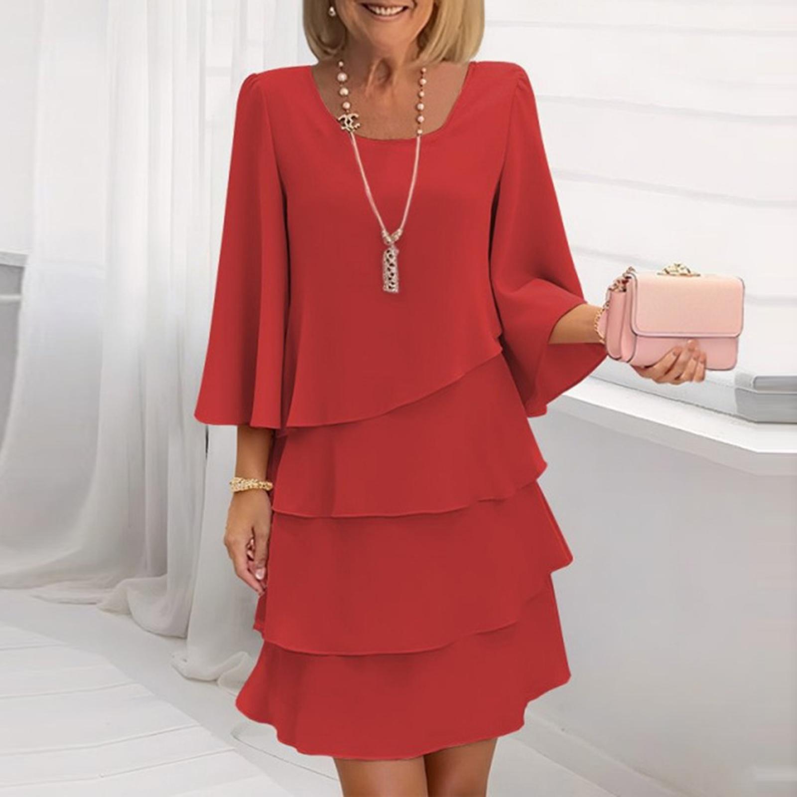 

Ladies Casual And Fashionable Color Long Sleeved Dress XL