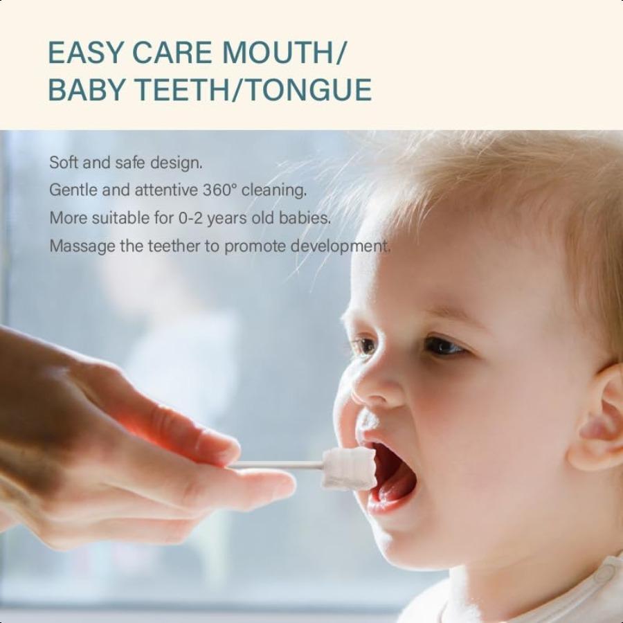 

AOAO Детская зубная щетка 30 шт. Одноразовая детская зубная щетка Салфетки для чистки рта Очиститель десен Палочка для чистки полости рта ребенка Уход за зубами для United States