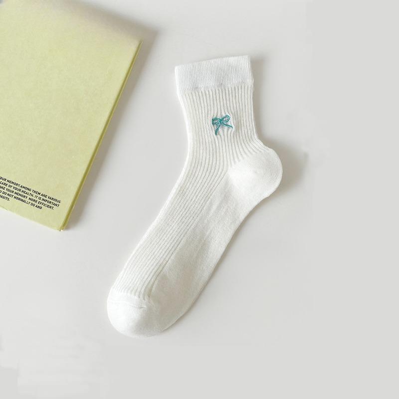 

Весенне-летние носки, женские короткие носки, тонкие носки из чистого хлопка, женский вышитый бант, балетный стиль, белые короткие носки-сетка 1 pair молочный белый