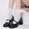 Spring and summer thin hollow mesh stacked socks jk Lolita Mary Jane Lace Princess Mid-Calf Socks Lace Over-the-Knee Socks