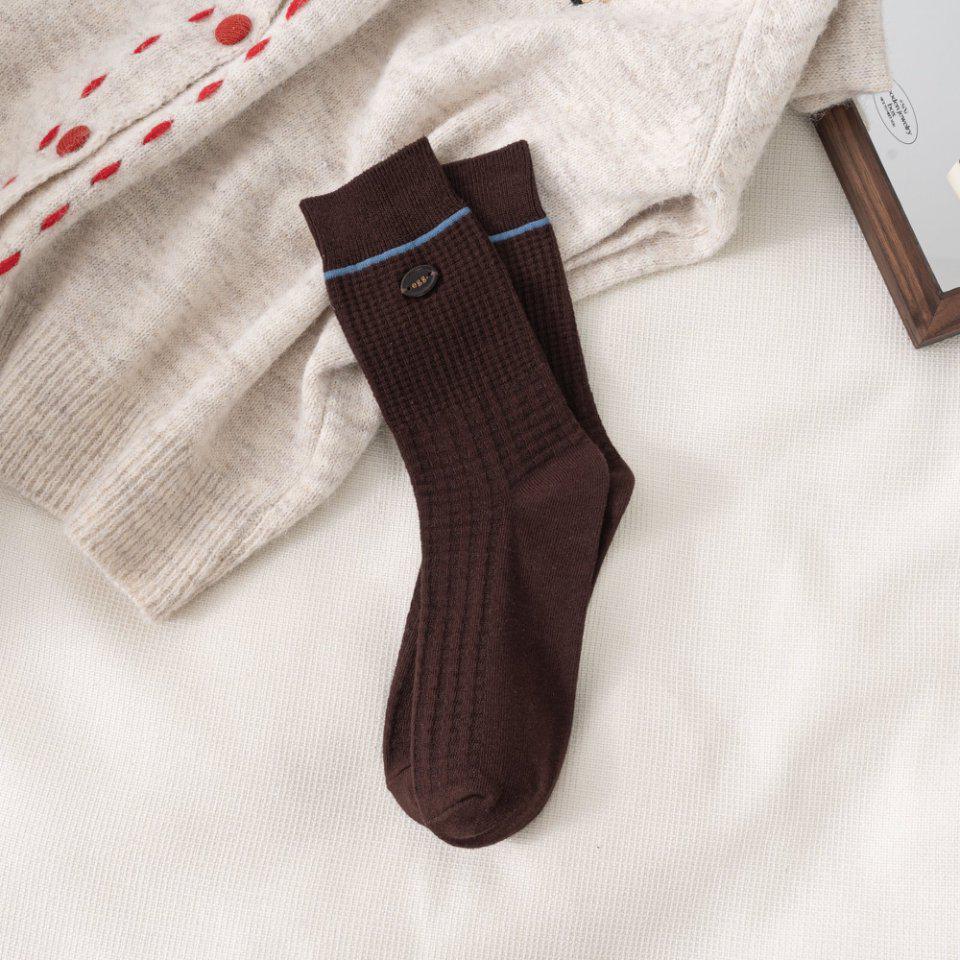 Retro Girlish Korean-Style Mid-Calf Button Socks for Women