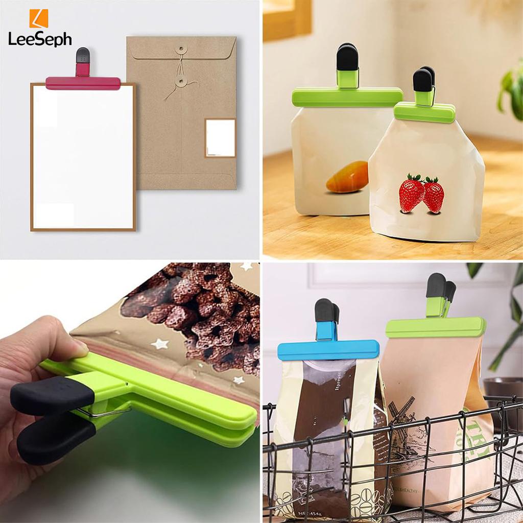 Juego de pinzas para bolsas de patatas fritas Leeseph, pinzas para sellar bolsas, pinzas elegantes para bolsas de apertura amplia, para bolsas de aperitivos, pan, papel y almacenamiento de alimentos en la cocina