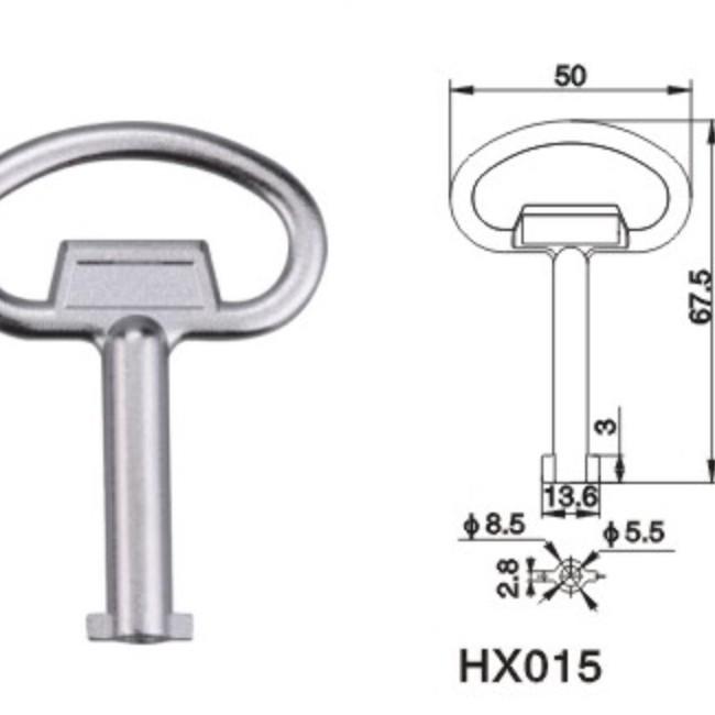 Universal MS705 Key for Triangle & Four-Corner Cabinet, Elevator Door & Water Meter Box Locks.