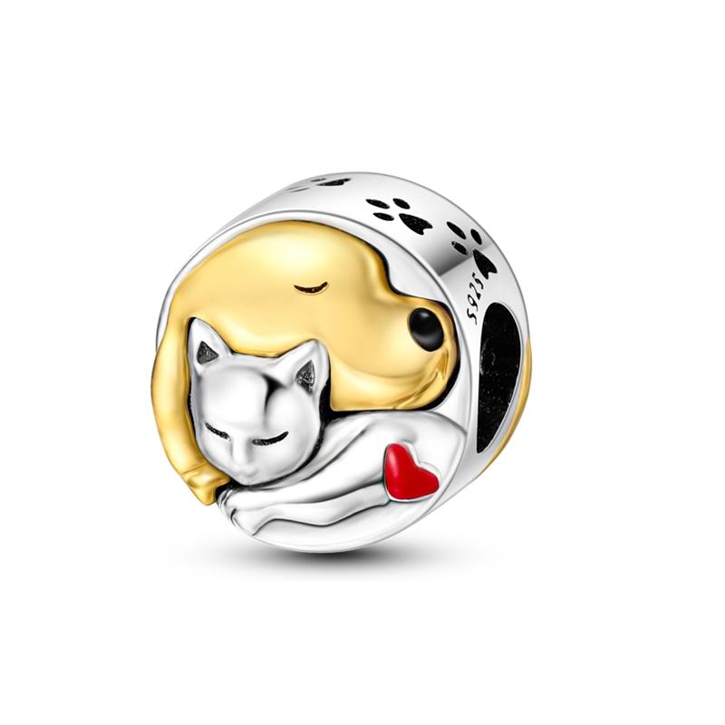 Gold Series Diy Charms Bead Original Copper Inlaid Zirconium Sun Leopard Pendants Fit Bracelet Jewelry Gift Marking