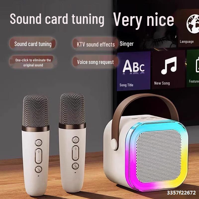 K12 Portable Bluetooth Microphone & All-in-One KTV Speaker: High-Quality Mini Speaker for Home, Outdoor, and Family Use