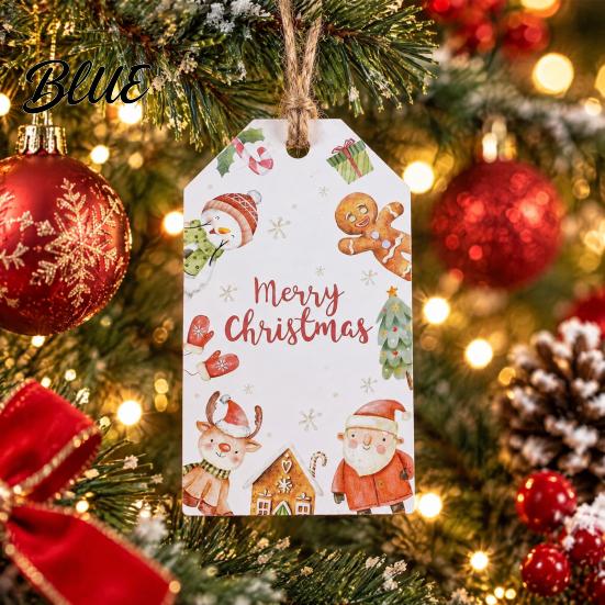 Holiday Craft Tags 50 Pcs Christmas Gift Tags Merry Thick Paper Labels with Santa Claus Jute Rope for Wrapping DIY Crafts New Year Party Favors