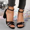 Fashion High Heels Fashion Going Out Temperament Summer New Delicate Cross Thin Strap Non-slip Wear-resistant Sandals