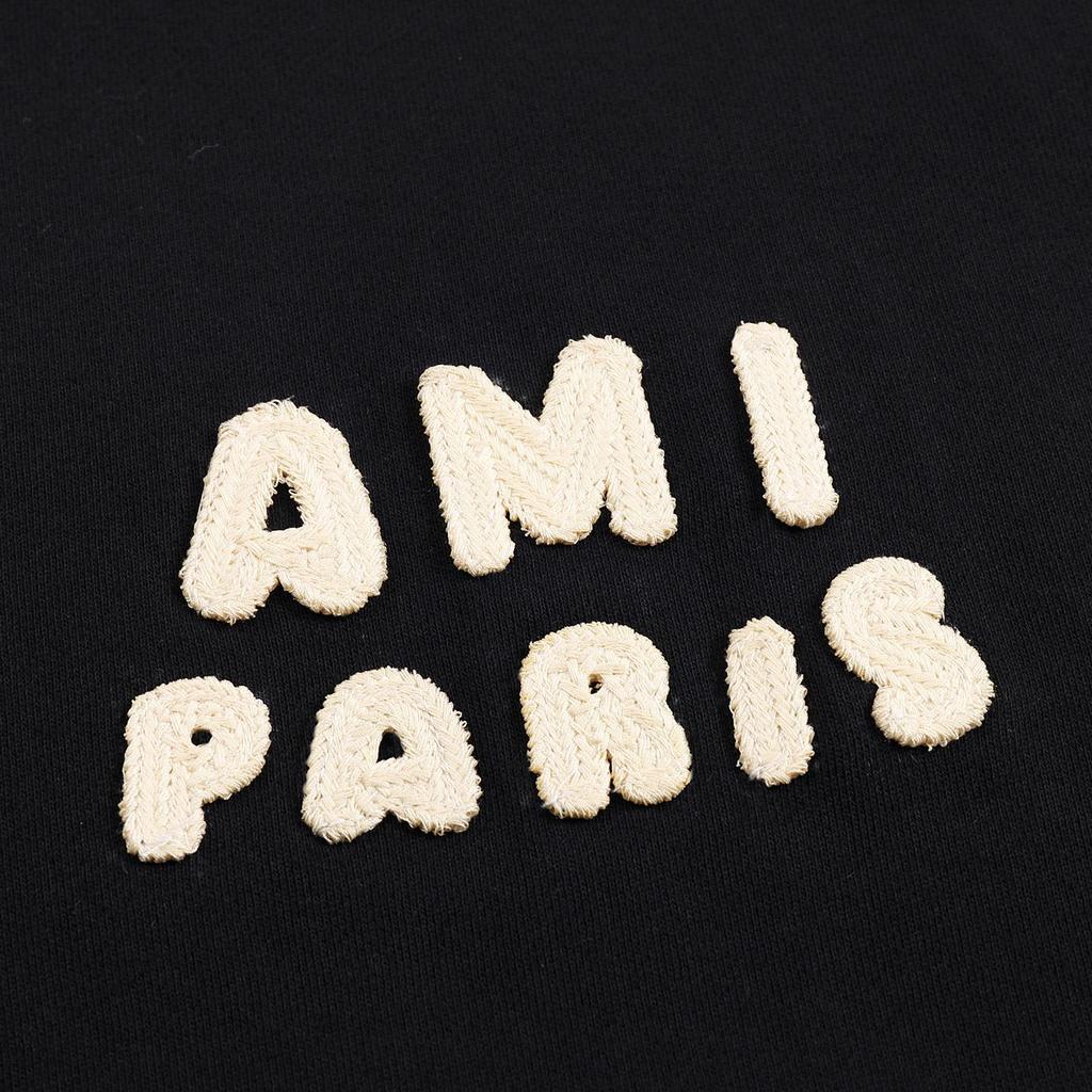 215 AMI 2025 Autumn and Winter New High-quality Cotton Round Neck Hoodie Men Pullover