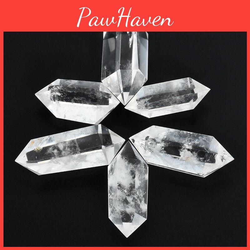 Unique Natural Clear Point Quartz White Crystal Raw Stone Terminated Wand Specimen With Intricate Lines And Patterns