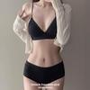 Women's Summer Thin Sexy Leopard Print Small Breast Gathered Triangular Cup Back No Trace Underwear
