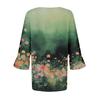 Damenmode Lässig Plissiert Rundhals Blumenmuster Dreiviertelarm T-Shirt Top