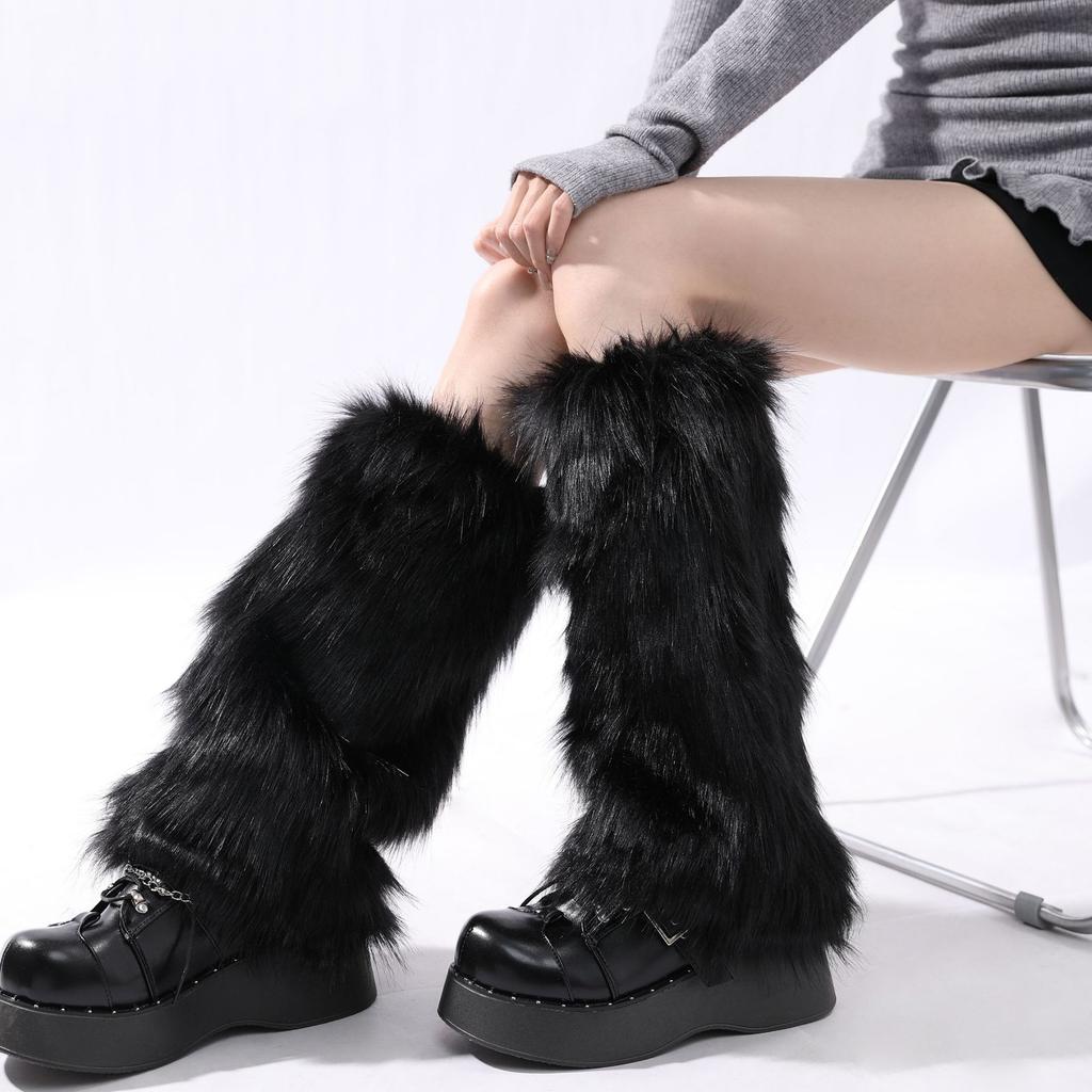 Plush Sock Covers for Warmth and Thickened Protection of the Calves Jk Cold-proof Socks and Autumn/winter Faux Fur Leg Warmers Y2k Hot Girl Leg