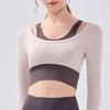New Color-blocked Fake Two-piece Slimming Quick-dry Long-sleeved Yoga Shockproof Fitness Bra Breathable Sports Bra For Women