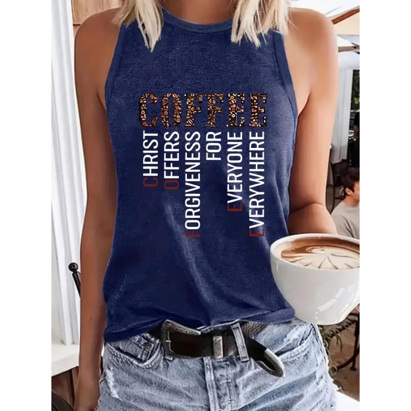 

Топ без рукавов с круглым вырезом и принтом букв, повседневный, на весну и лето XXL темно-синий