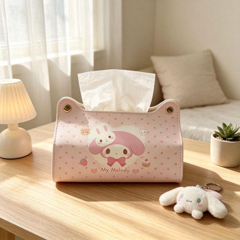 Cartoon Girl Style Leather Tissue Box for Kids' Room or Living Room Storage