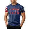 T-shirt décontracté à manches courtes pour homme Coupe ample Été Port quotidien Col rond T-shirt imprimé motif drapeau pour activités de plein air