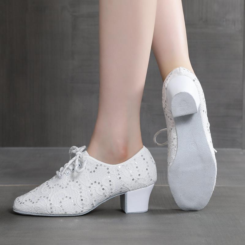 Scarpe da Ballo Latino Bianche Donna Adulto Interno Suole Morbide Professionali Quadrato Moderno Sneakers da Ballo Donna Scarpe da Ballo Jazz Nero