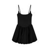 Korean wear with bud puffy short skirt, summer new unique and beautiful white suspender dress, women's clothing
