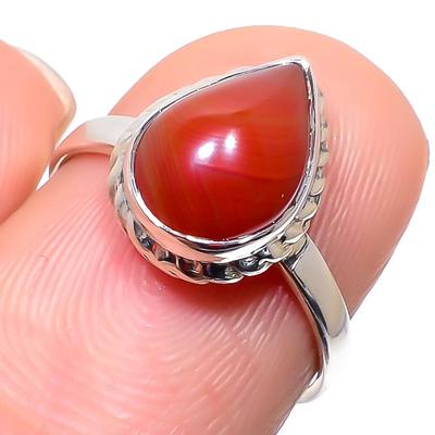 Natural Carnelian Gemstone Handmade 925 Sterling Silver Jewelry Ring S.6.5 J3W35