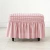 Easy Install Universal Stool Cover Solid Color Elegant Footrest Slipcover Seersucker Bubble Grid Ottoman Cover Hotel