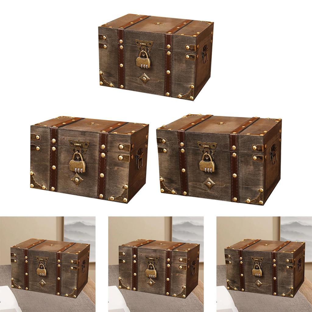 Vintage Holz-Aufbewahrungsbox Schatztruhe Rechteckig Sammlerstück Behälter Geschenk