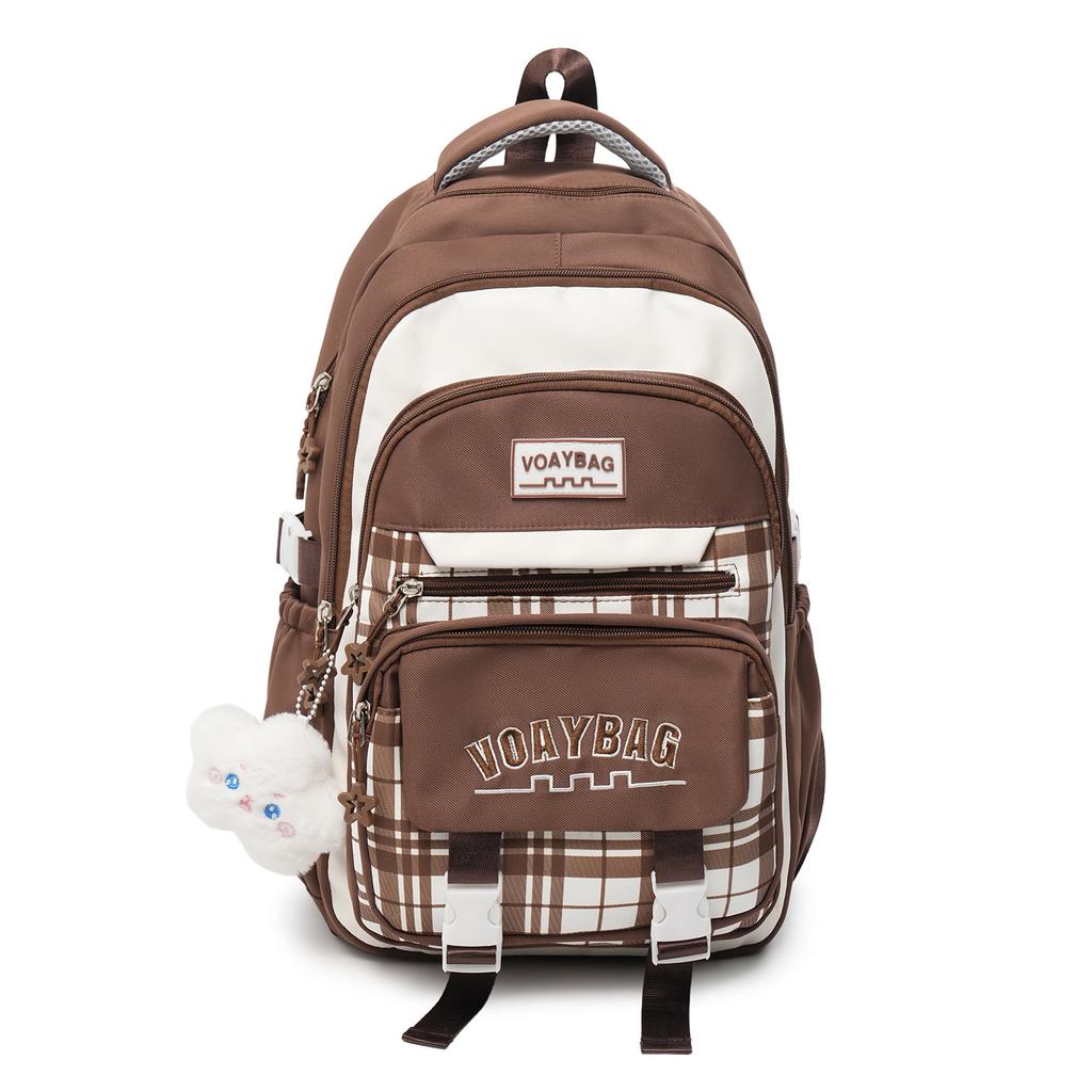 Schoolbag Korean Version of Mori Primary School Student Schoolbag Female High-value Plaid Contrasting Color College Style Middle School Student