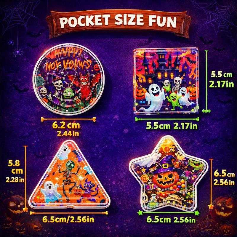 10Pcs Halloween Mini Maze Toys Educational Handheld Brain Puzzles Party Favor Halloween Party Favor For Kid Goodies Bag Exchange