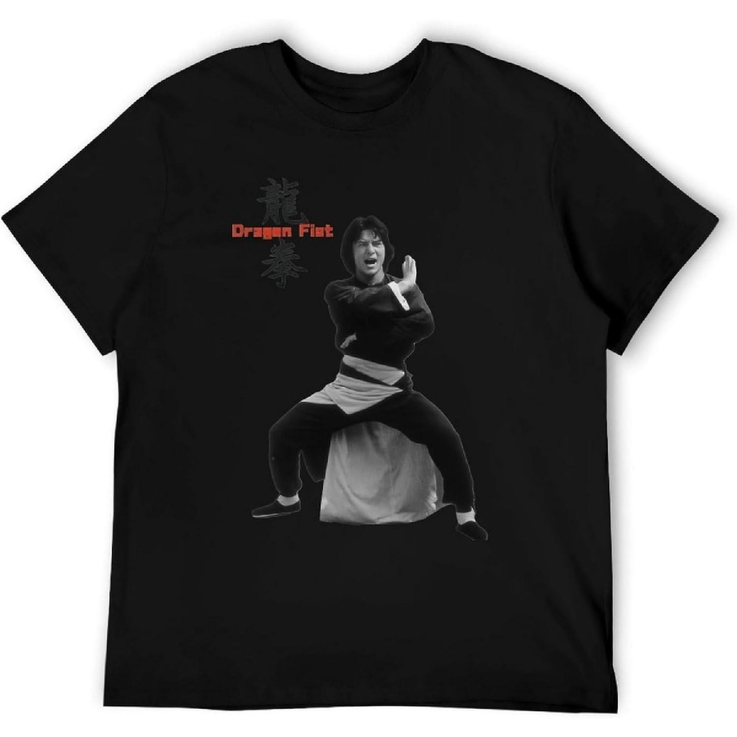 

LiKAq6 Кулак Дракона Джеки Чан Мужская Футболка с Принтом Забавная Мужская Футболка Свитшот из Чистого Хлопка Оверсайз Белый M S чёрный