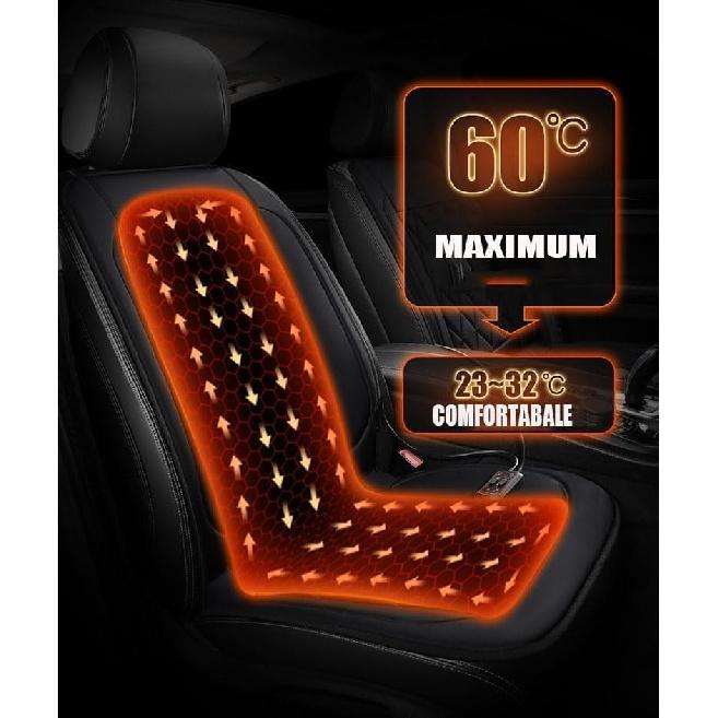New Comfortable Leather Heated Seat Cushion,Heated Seat Cover Pad,Universal Soft Seat Chair Cushion with Full Back Support