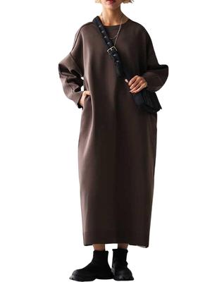 Antiqua Sponge Knit Regular To Size Mocha Dress, Women's, PN-00488, (equivalent S-L), 47,